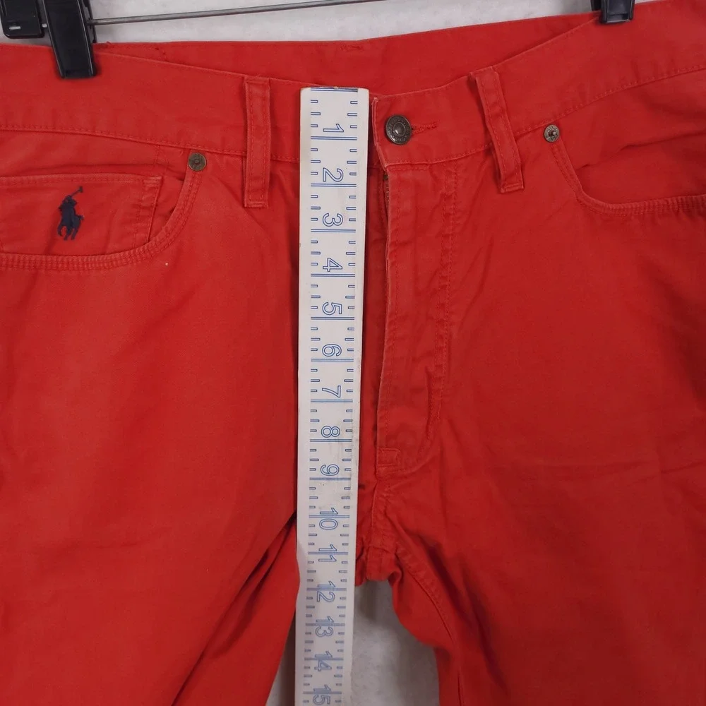 Polo Ralph Lauren Straight Leg Pants Mens 34x30 Orange Cotton Chino Twill Prep